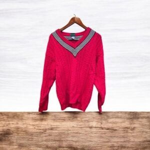 Vintage IZOD Cable Knit Tennis Women Sweater Pink Size S - 80's Barbiecore